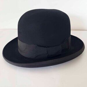 Vintage Herbert Johnson 7" Black Felt Bowlers Hat London England